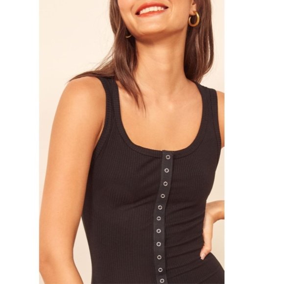Reformation | Nassau Black Ribbed Tank Dress Sz M - Picture 8 of 8